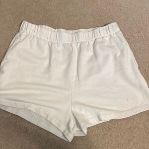 Garage White Athletic Shorts Soft Cotton Blend
